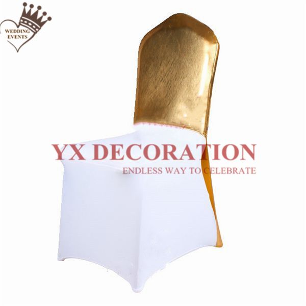 

15 colors bronzing metalic chair cap hood for white spandex chair cover decoration wedding banquet event