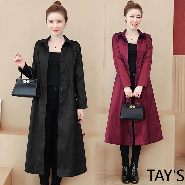 

tay's new rich lady temperament noble women's long autumn western style coat trench coat womens blouses, Tan;black