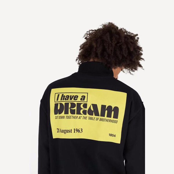 

19fw у меня есть мечта сращивание с длинным рукавом 28 августа 1963 пуловер водолазка улица повседневная мужчины женщины два в одном толстов, Black