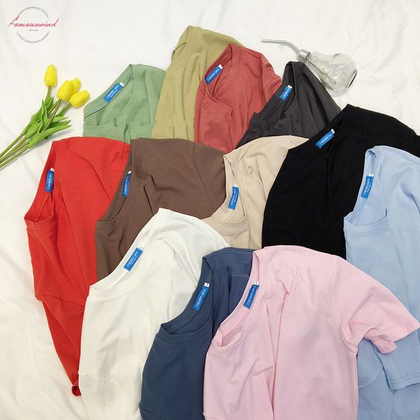 

корейский женщины тенниска женщины лето сыпучие футболка top casual solid короткие рукава o шеи хлопка tshirt camisetas mujer, White