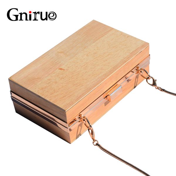 

casual wooden box women shoulder bags fashion lady elegant day clutch evening bag hard messenger handbag purses