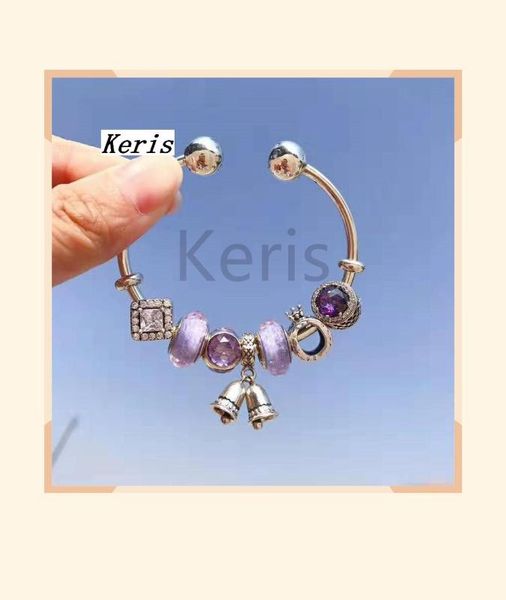 

100%925 pure silver silver 2019 new bell glass string decorative opening bracelet delivery, Golden;silver