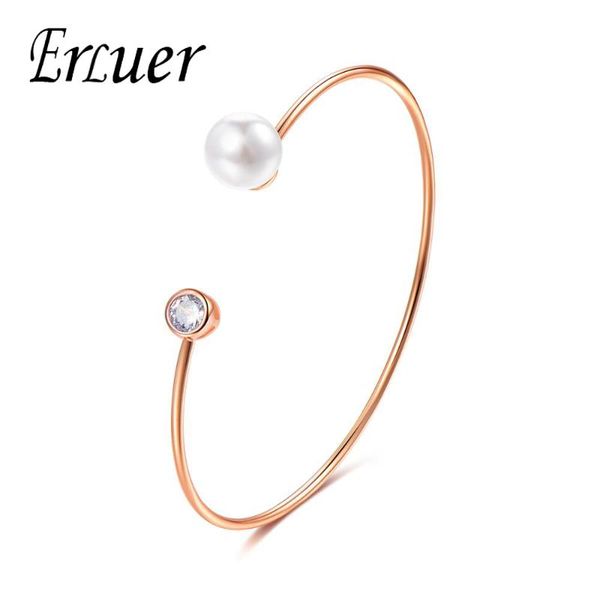 

erluer bracelet for women imitate pearl bracelets adjustable jewelry fashion crystal wedding party gift jewellery, Black