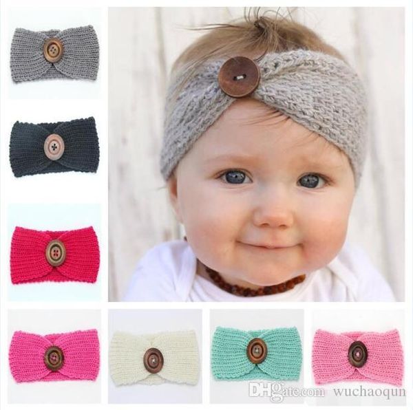 

new baby girls fashion wool вязание крючком оголовье вязать hairband с кнопки декор зимняя новорожденный уха теплее head headwrap by0001, Slivery;white