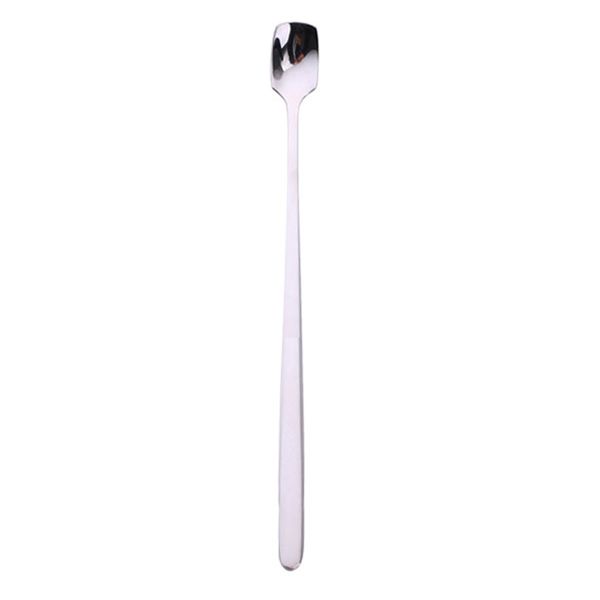 

new 1 pc long handle ice cream spoon stainless steel square head mirror polishing milk tea coffee stirring spoons flatware ute