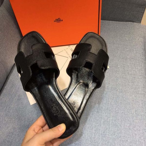 

2020 new sandals blue white stripes sandals denim flat slipprs shoes ladies summer outdoor beach causal flip flops genuine leather sole box, Black