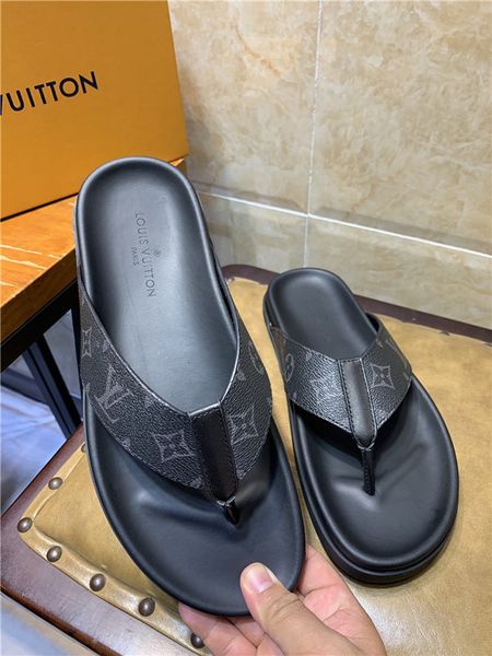 

platform men's shoes wild vintage luxury leather men's slippers non-slip flip-flops men's sandals beach shoe, Black