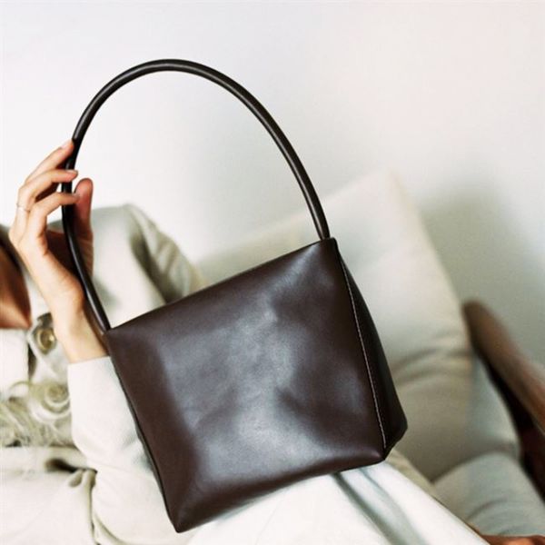 

vintage women bag soft leather shoulder bag short strap mini handbag ladies totes solid color zipper shopping purse bolsa femini