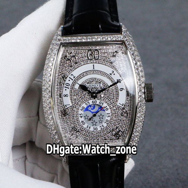

new cintree curvex day & night 7880 hr jn moon phase automatic mens watch gypsophila diamond dial steel leather strap watches watch_zone, Slivery;brown