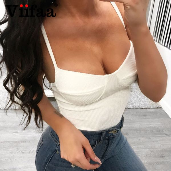 

viifaa женская одежда белый вязаный твердая crop top спагетти ремень cami top summer короткие бюстье sexy streetwear, White