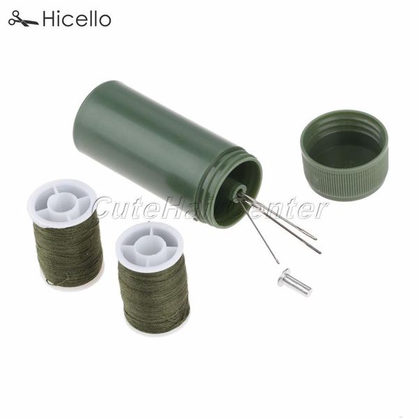 

mini sewing kit cylinder case portable travel with threads needles craft sewing box set army green hicello, Black