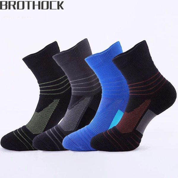

brothock basketball socks professional men and women running breathable hiking outdoor thick high-slip non-slip sports socks, Black