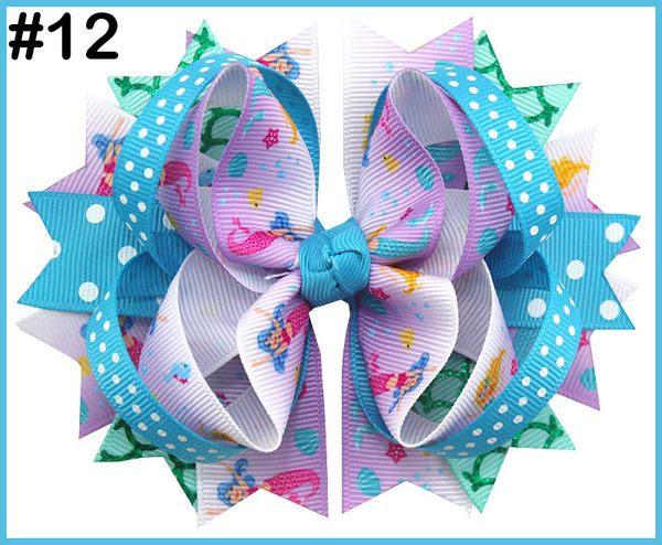 

50pcs unicorn hair bows mermaid girl hair bows easter children accessories, Slivery;white