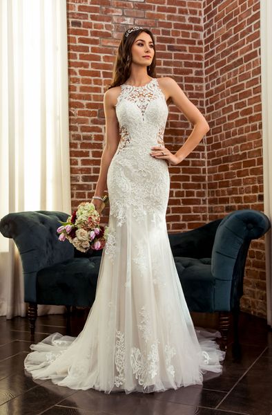 

Mermaid jewel neckline heer lace wedding dre e 2019 plu ize wedding dre bridal gown ve tido de novia