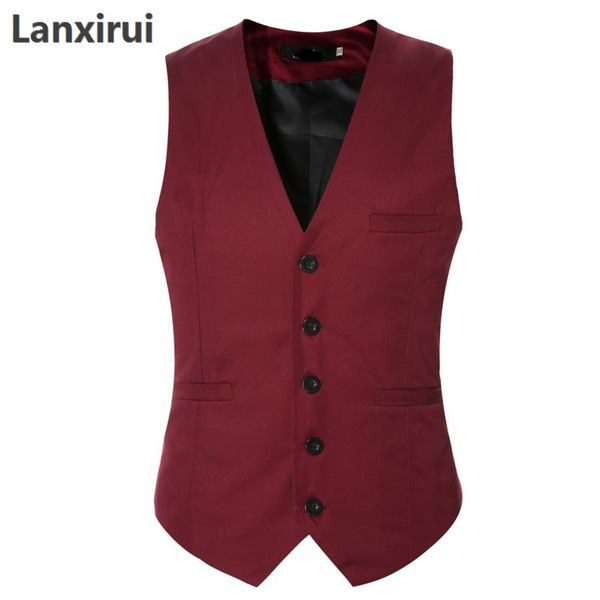 

plus size fashion slim fit sleeveless mens wedding waistcoats 9 colors solid waistcoat men dress vests, Black;white