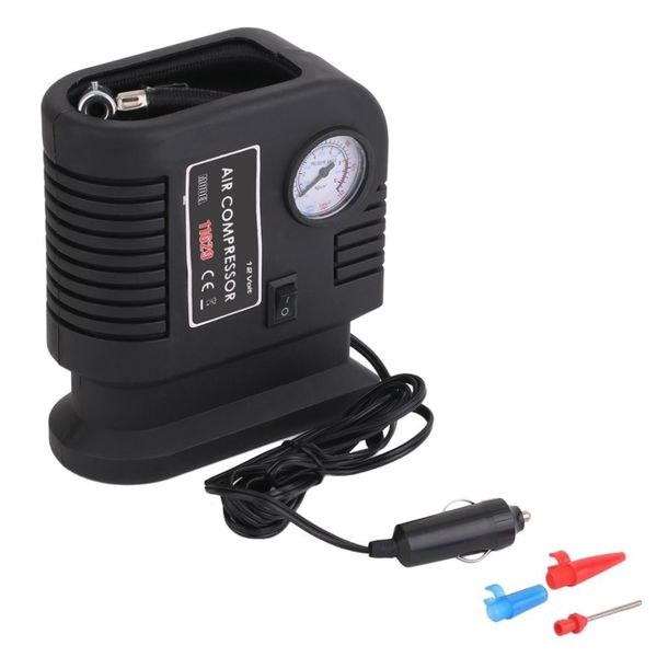 

portable auto vehicle air compressor pump tire 12v with 3 adapters electric pump tyre inflator for car tire inflatable toys