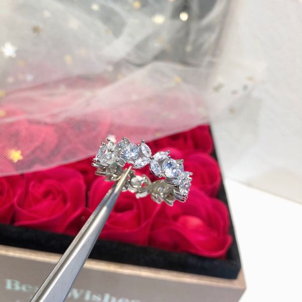 

wedding rings women diamond ring 925 sterling silver elegant classic style engagement party fine jewelry gifts, Slivery;golden