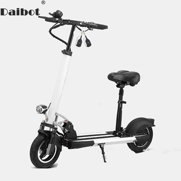 

daibot electric kick scooter with seat for adults 400w two wheel electric scooters foldable 10 inch 36v/48v portable folding electric bike