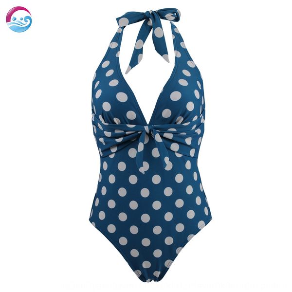 

neck-hanging and backless swimsuit deep v triangle jumpsuit polka dot swimsuit slim fit, White;black