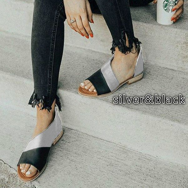 

women flat summer ladies gladiator peep toe 2020 new platform shoes plus size female casual footwear 35-43, Black