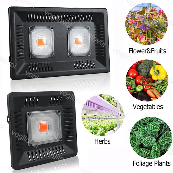 

полный спектр 100 вт 50 вт светодиодный свет растет водонепроницаемый ip67 cob grow светодиодная лампа для растений в помещении открытый гид