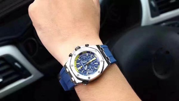 

2018 luxury men 039 multi function quartz watch vk timing quartz movement watche 42mm rubber trap men quartz watch