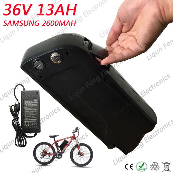 E-bike Battery 36V 13AH 500W используется для батареи Samsung 2600MAH литиевая батарея велосипеда с USB-портом, 2A зарядным устройством и 15A BMS