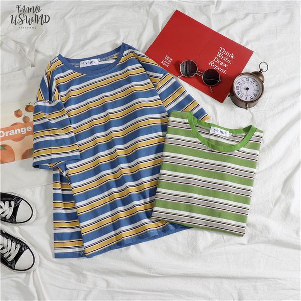 

women stripe t shirt tees short sleeve dropshipping punk vintage harajuku gothic korean loose hip hop t shirt kpop clothes, White
