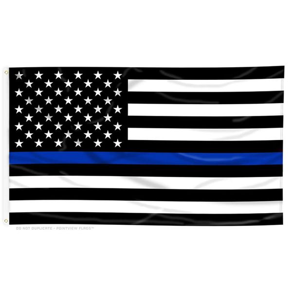 Тонкая голубая линия флага 100D полиэстер ткань американской полиции флаг дешевой цене Летающие висячие, бесплатная доставка