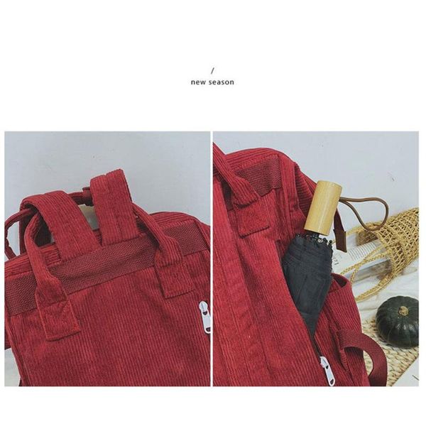 

travel backpack leisure bag rucksack teenagers soft fabric corduroy handbag girls female backpack