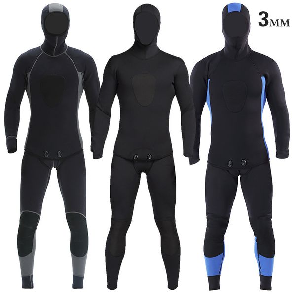 

гидрокостюмы мужские 3мм с капюшоном передний zip fullsuit, Blue;gray