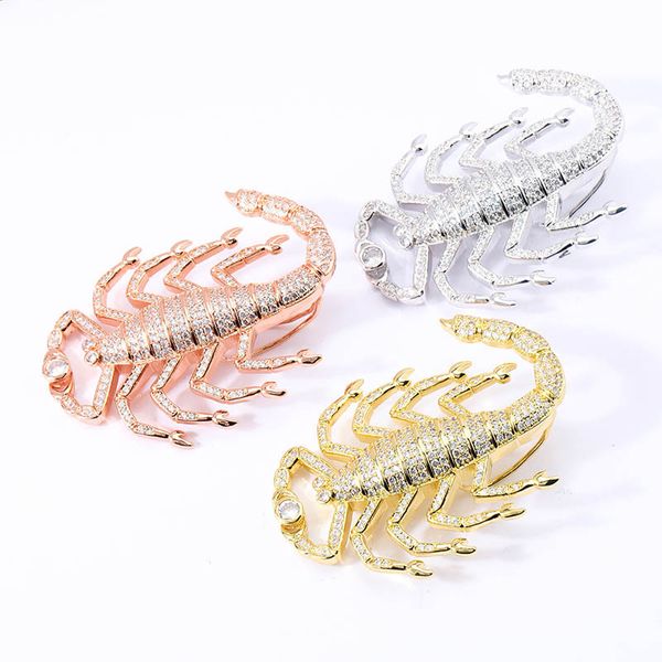 Moda Unissex Scorpion colares Pendant Bling para fora congelado Hip Hop Jewelry Colar do encanto Cadeia Sweater Com Chains 60 centímetros Torção