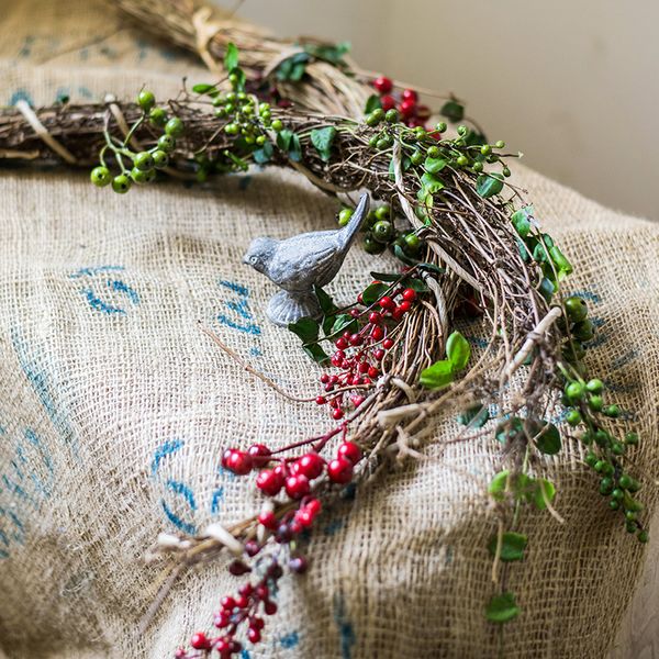 

85cm length rattan garland artificial plants leaves berry red peas branches wedding celebration christmas decoration