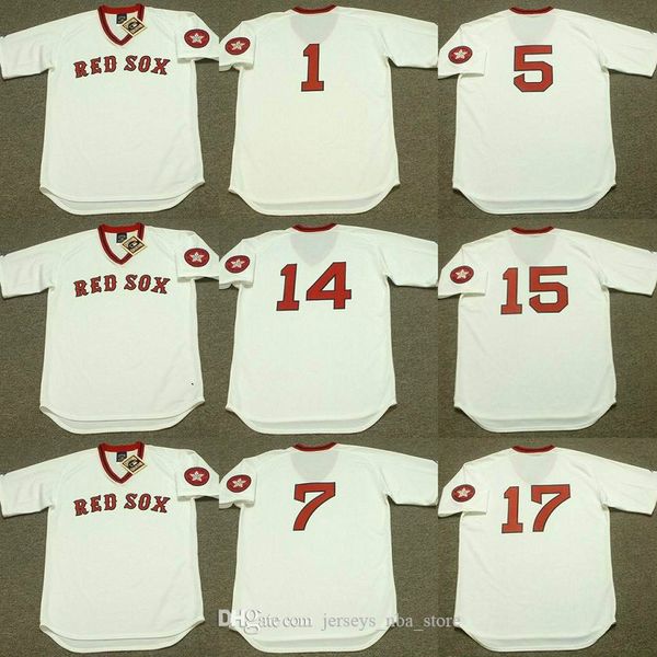 

boston 1 bernie carbo 5 denny doyle 7 rick burleson 14 jim rice 15 george scott 17 cecil cooper red sox baseball jersey stitched 05, Blue;black