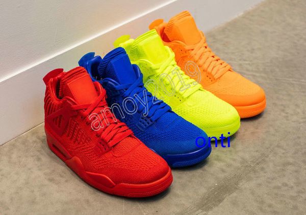 

2019 new bred 4 university red hyper royal volt total orange s men basketball shoes 4s basket ball designer mens trainer sneakers, Black