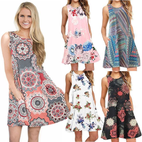 

floral printed women dresses 40 styles bohemian beach dress women casual dresses ladies lesure women clothes vestidos de mujer 060407, White