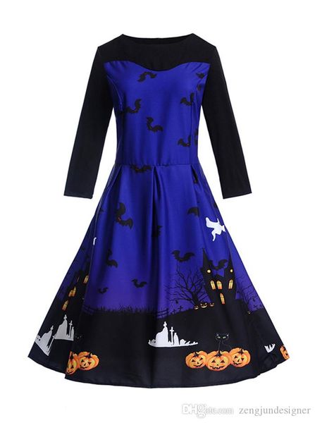 

womens festival designr floral print dresses halloween crew neck long sleeve female clothing fashion style winter casual apparel, Black;gray