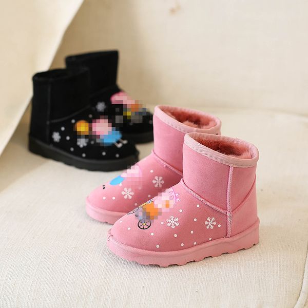 

kids snow boot toddler children' pink cotton wamrth thermal boys girls casual chaussure enfant korean sports shoes student, Black;grey