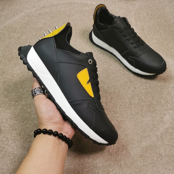 

2019 классической реставрации скейт обувь дизайнер обуви пеший bapesta кожа сплайсированные высокого качества манс женщины повседневная обув, Black