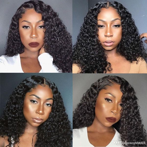 

curly wig 360 lace frontal wig pre plucked with baby hair brazilian deep part 13x6 lace front human hair wigs aimoonsa remy, Black