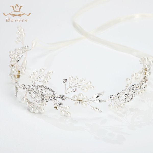 

european handmade silver wedding hair accessories bride pearls headbands fashion bridal tiaras headpiece for bride, White;golden