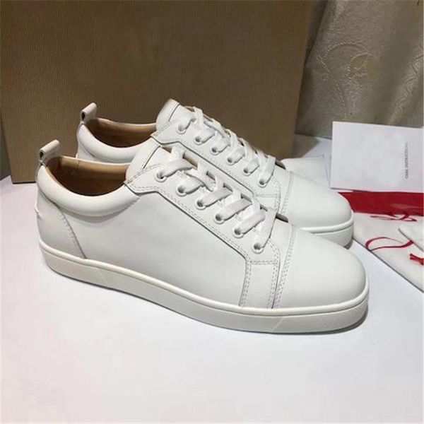 

2019 designer sneakers red bottom low cut spikes flats shoes for men women leather sneakers casual shoes with dust bag, Black