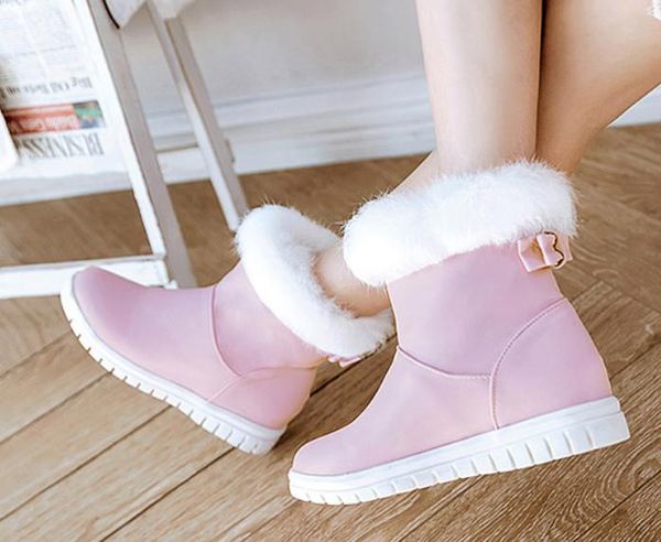 

2019 women's boots in winter with new style slope heel thick bottom keep warm non-slip @77, Black