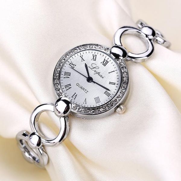 

ladies elegant wrist watches women bracelet analog quartz watch women's crystal small dial watch relo, Slivery;brown