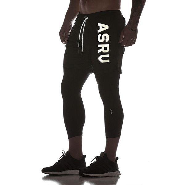 

2019 quick dry men sports 7" running pants active training exercise jogging 2 in 1 pants with longer liner 3 colors, Black