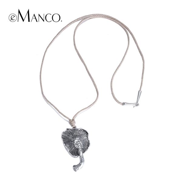 

emanco завод кулон ожерелья веревка цепи посеребренные цинковый сплав гриб длинное ожерелье для женщин лаконичный ошейники mujer y200323, Silver