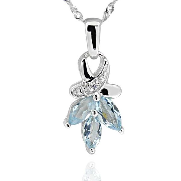 

sterling silver marquise shaped blue z pendant necklace 18" chain