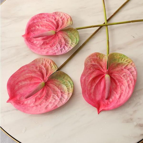 Commerci all'ingrosso real touch stampa 3D di fiori artificiali anthurium a stelo singolo fiori decorativi da sposa altezza 68 cm