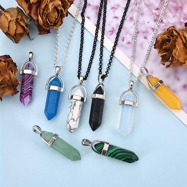 

16 color natural tiger eye stone pendants crystal charm for diy necklaces key clasp jewelry making findings, Blue;slivery