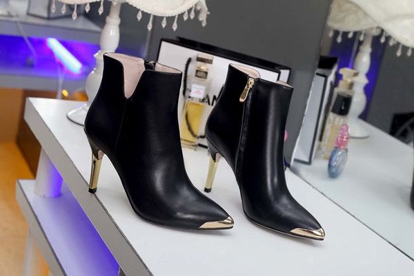 

fashion women female real boot winter real leather platform ladies high heels casual shoes booties ing, Black